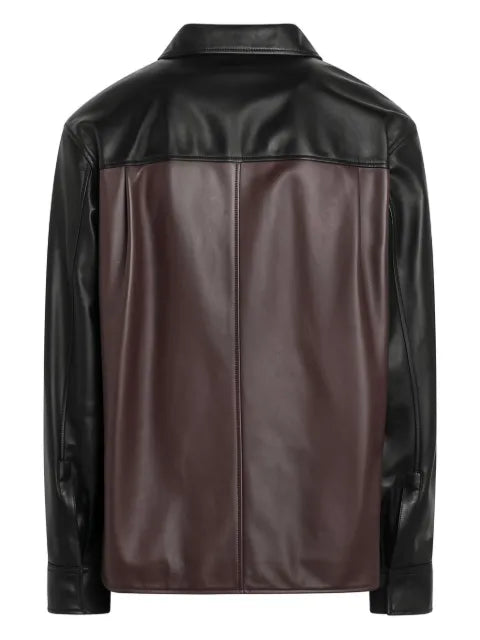 LOEWE colour-block pocket leather jacket