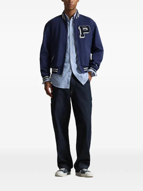 Polo Ralph Lauren appliqué striped-trim jacket