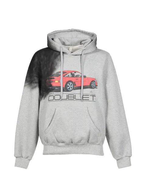 Doublet twister exhaust-stained graphic-print hoodie