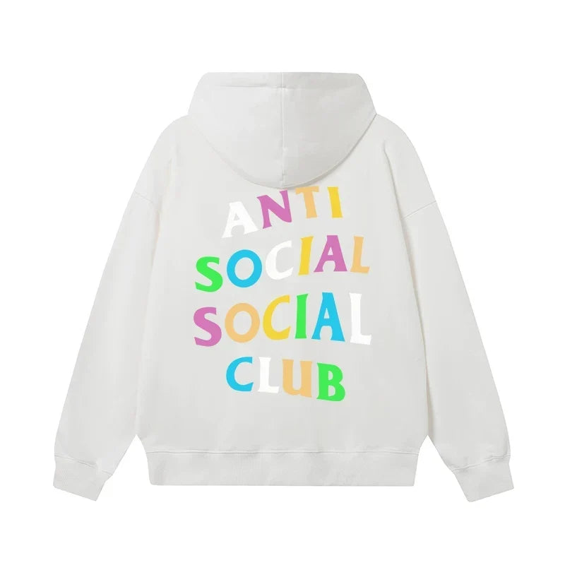 Anti Social Social Club Multicolor Block Letter White Hoodie
