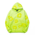 "Denim Tears" Neon Green Floral Pattern Oversized Hoodie