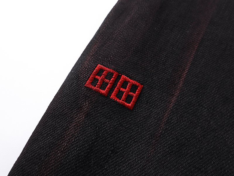 Ksubi Black Slim Tapered Jeans with Red Accents