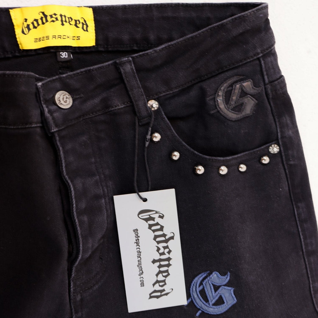 Godspeed Embroidered Flared Jeans