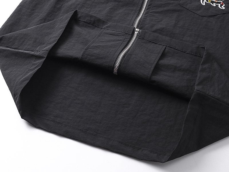 MIXED EMOTION Embellished Zip-Front Short-Sleeve Shirt