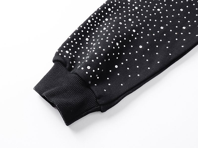 MIXED EMOTION Rhinestone Sleeve Graphic Hoodie