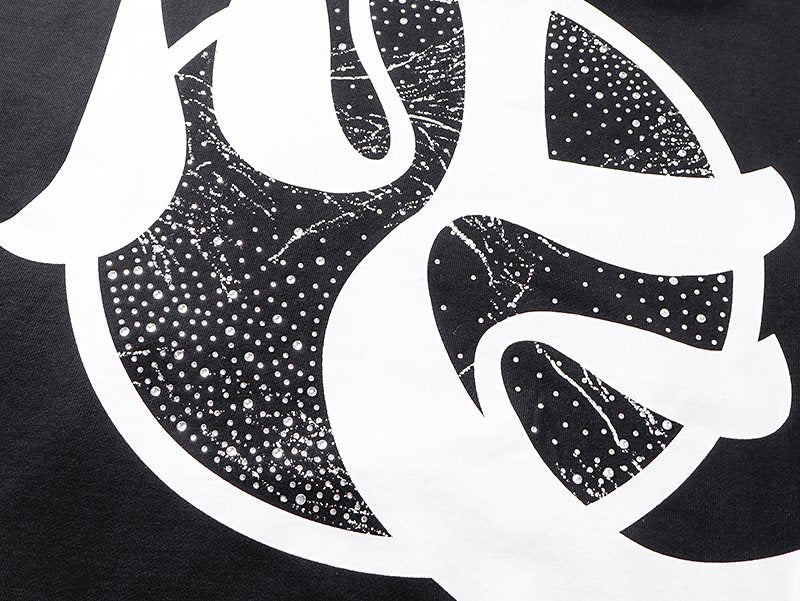 MIXED EMOTION Rhinestone Sleeve Graphic Hoodie