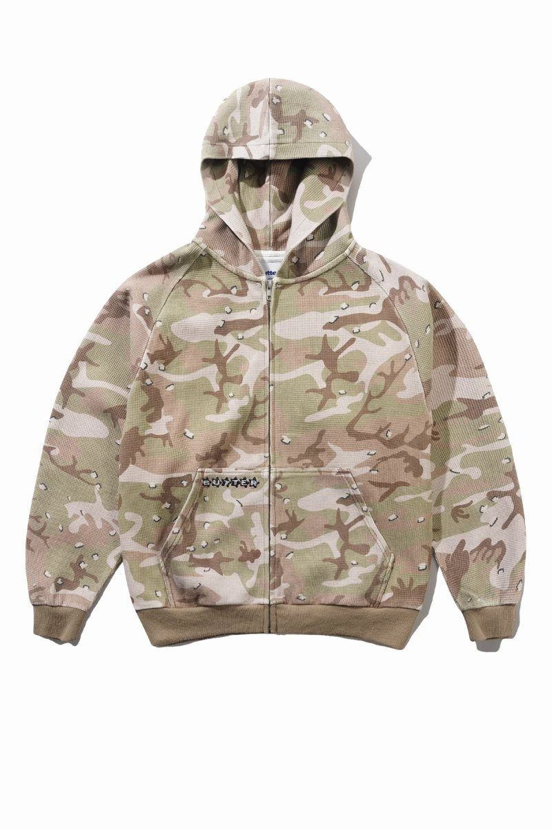BUTTER STARS WAFFLE ZIP-THRU HOODIE Desert Camo