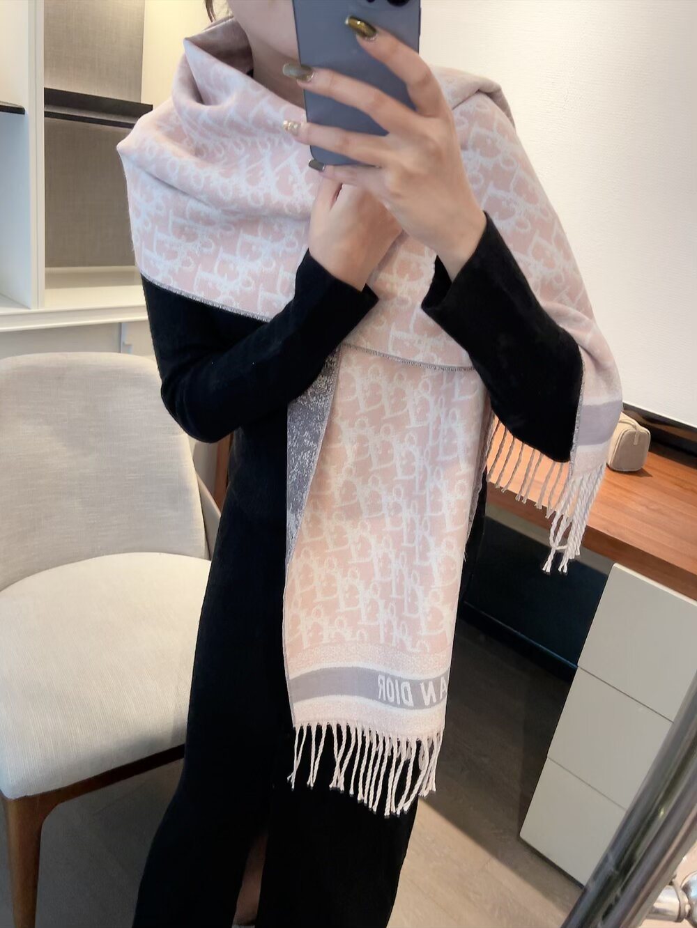 Dior Monogram Fringe Scarf