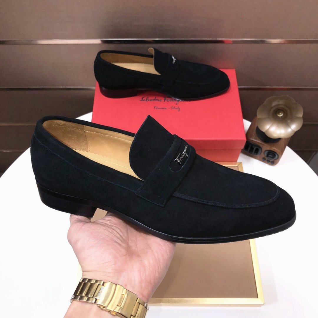 Ferragamo Black Slip-On Loafers
