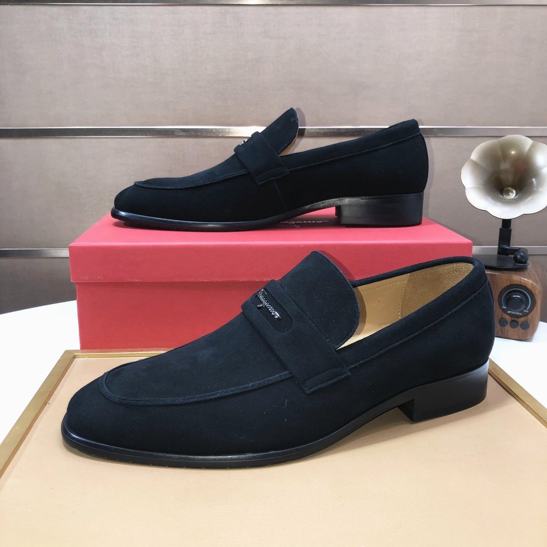 Ferragamo Black Slip-On Loafers