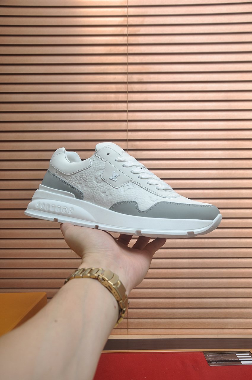 Louis Vuitton White and Light Gray Low-Top Sneakers - Rubber Outsole