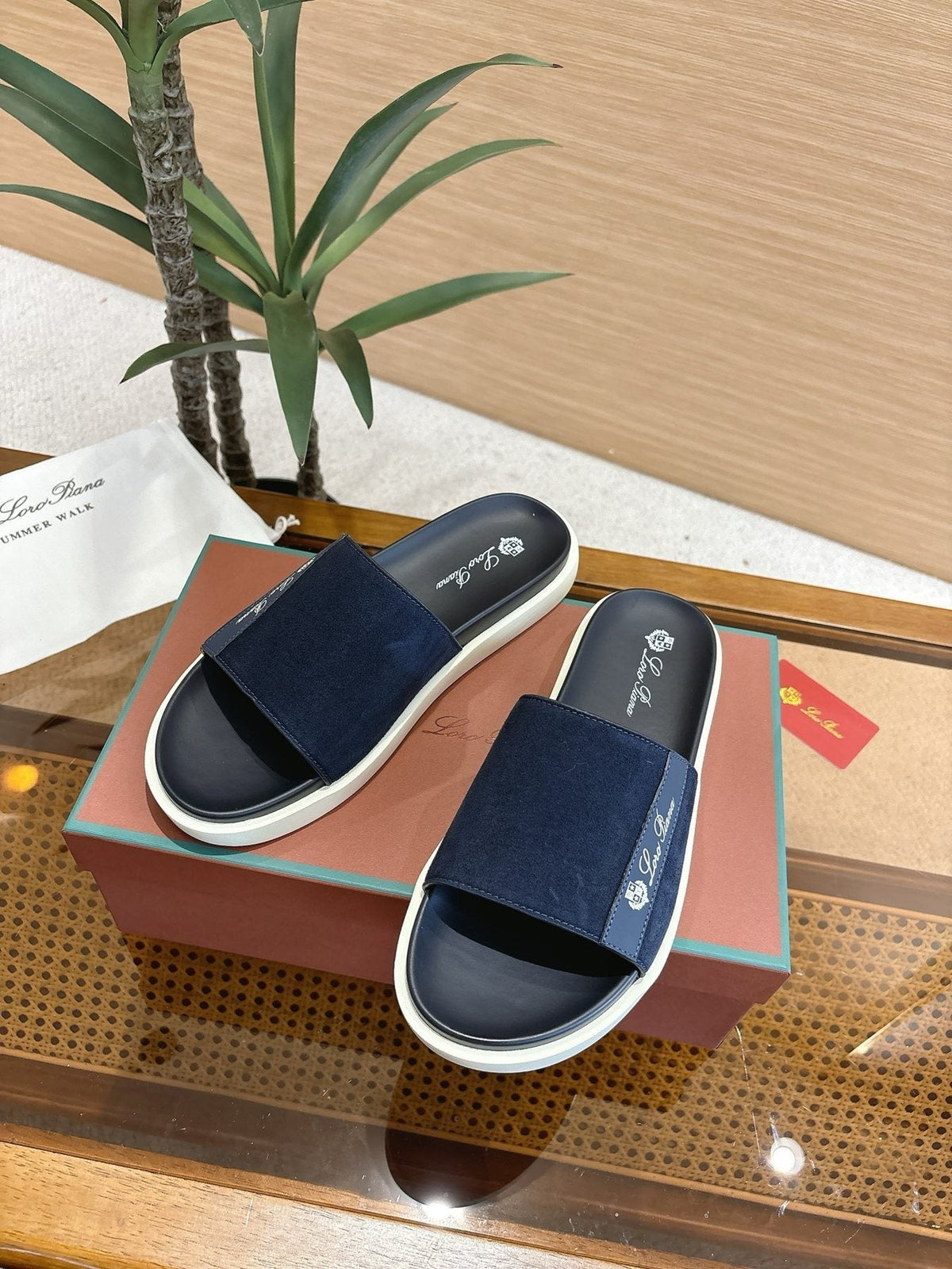 Loro Piana Wide-Strap Slide Sandals