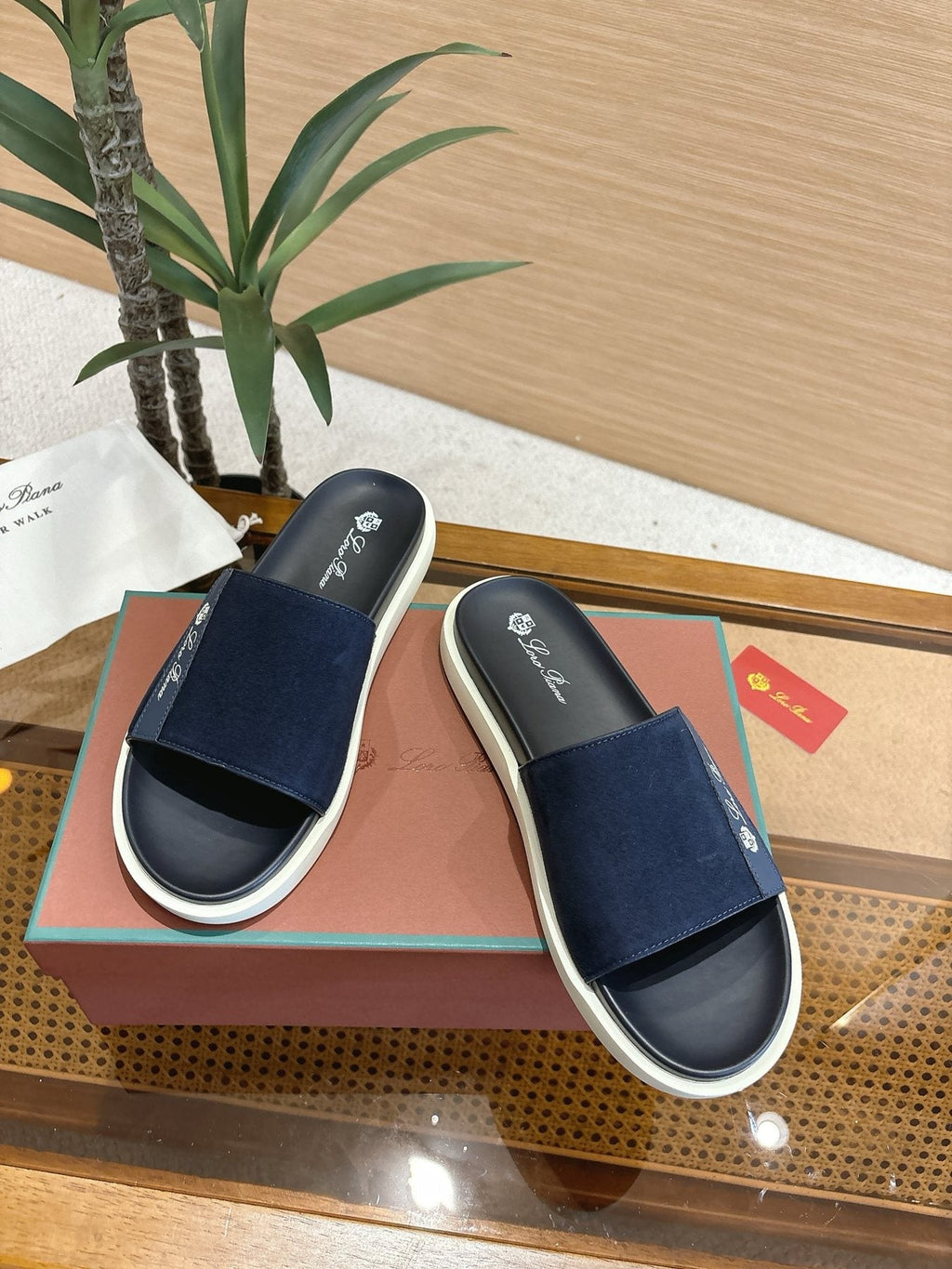 Loro Piana Wide-Strap Slide Sandals