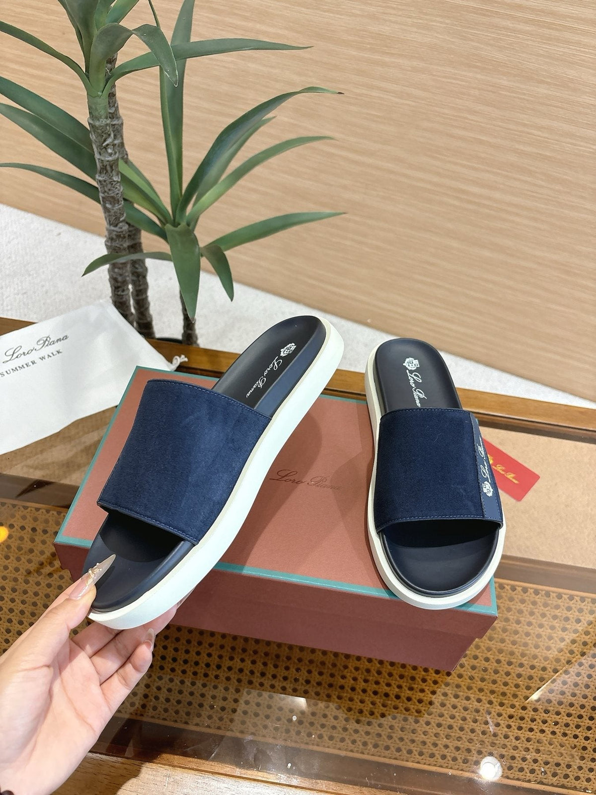 Loro Piana Wide-Strap Slide Sandals
