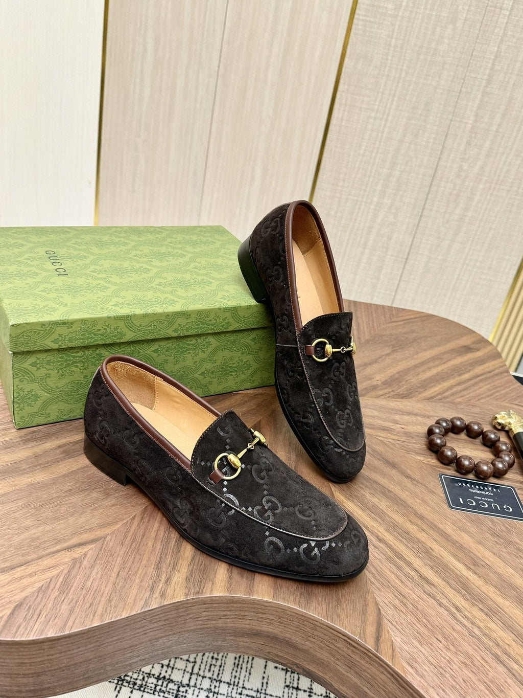 Gucci Men's Horsebit Monogram Loafers