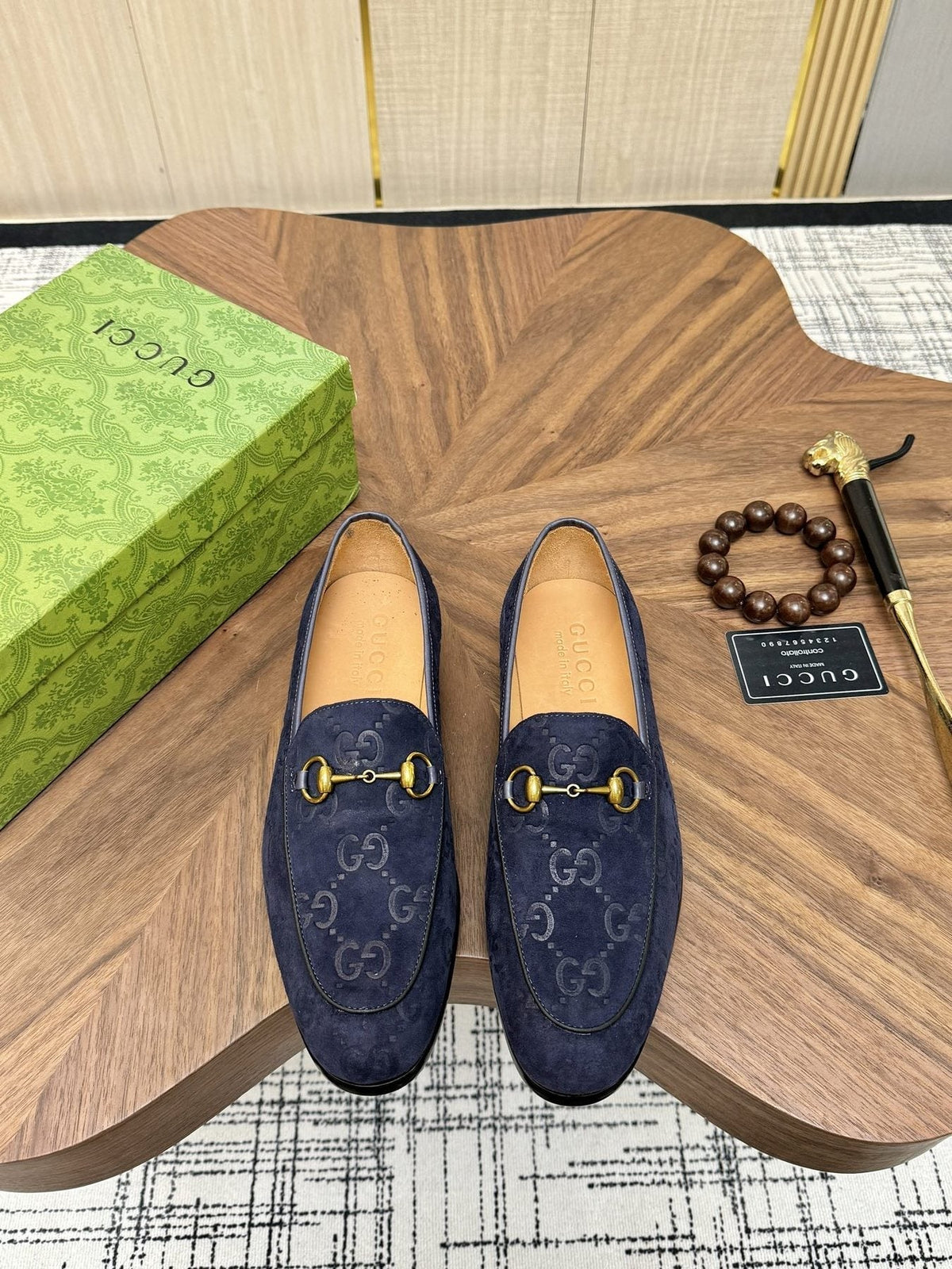 Gucci Men's Horsebit Monogram Loafers