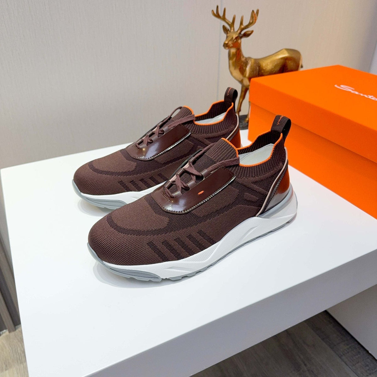 Santoni Men's Knit Lace-Up Sneakers